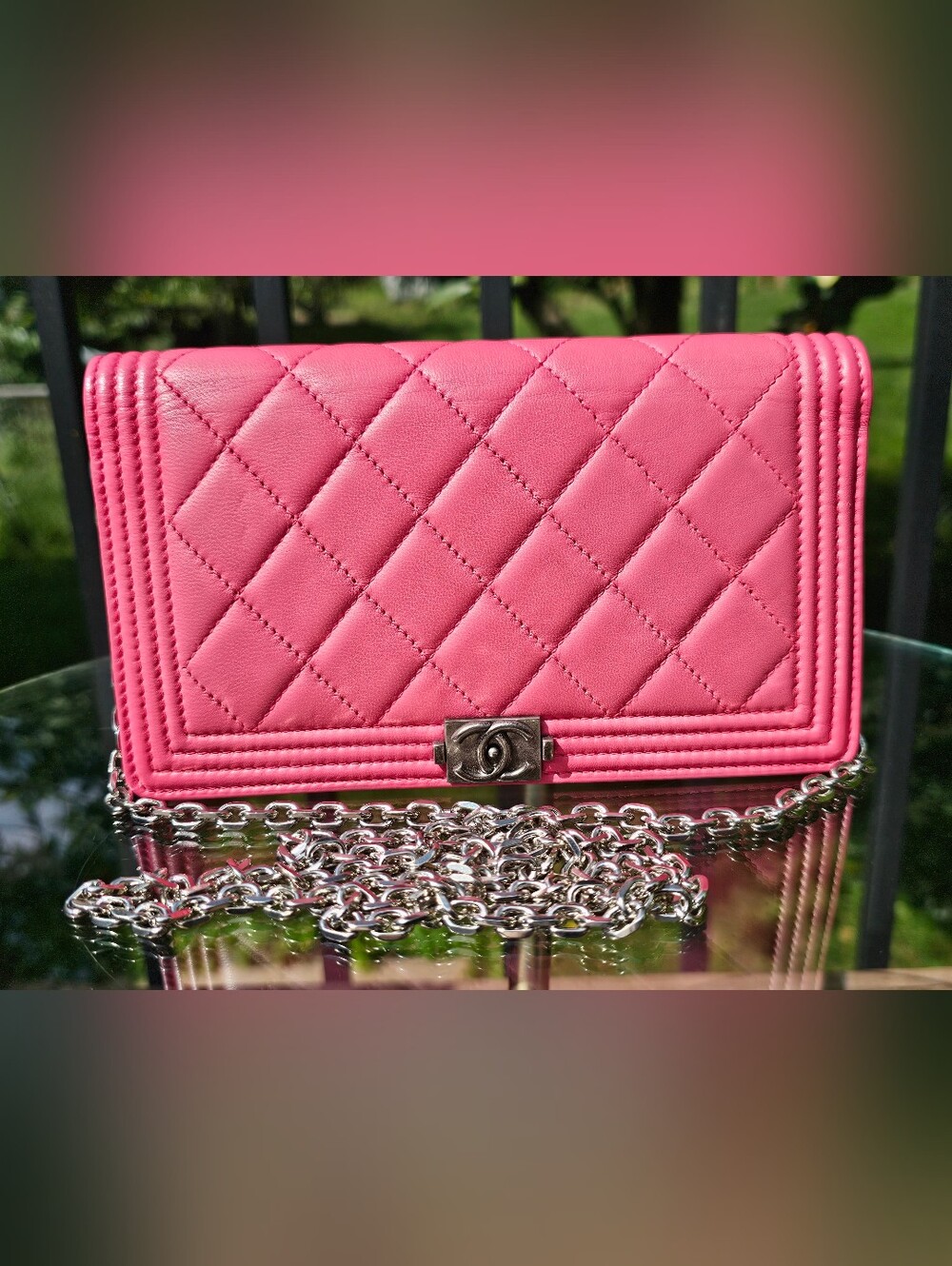Chanel Long Boy Wallet In Bubble Gum Pink